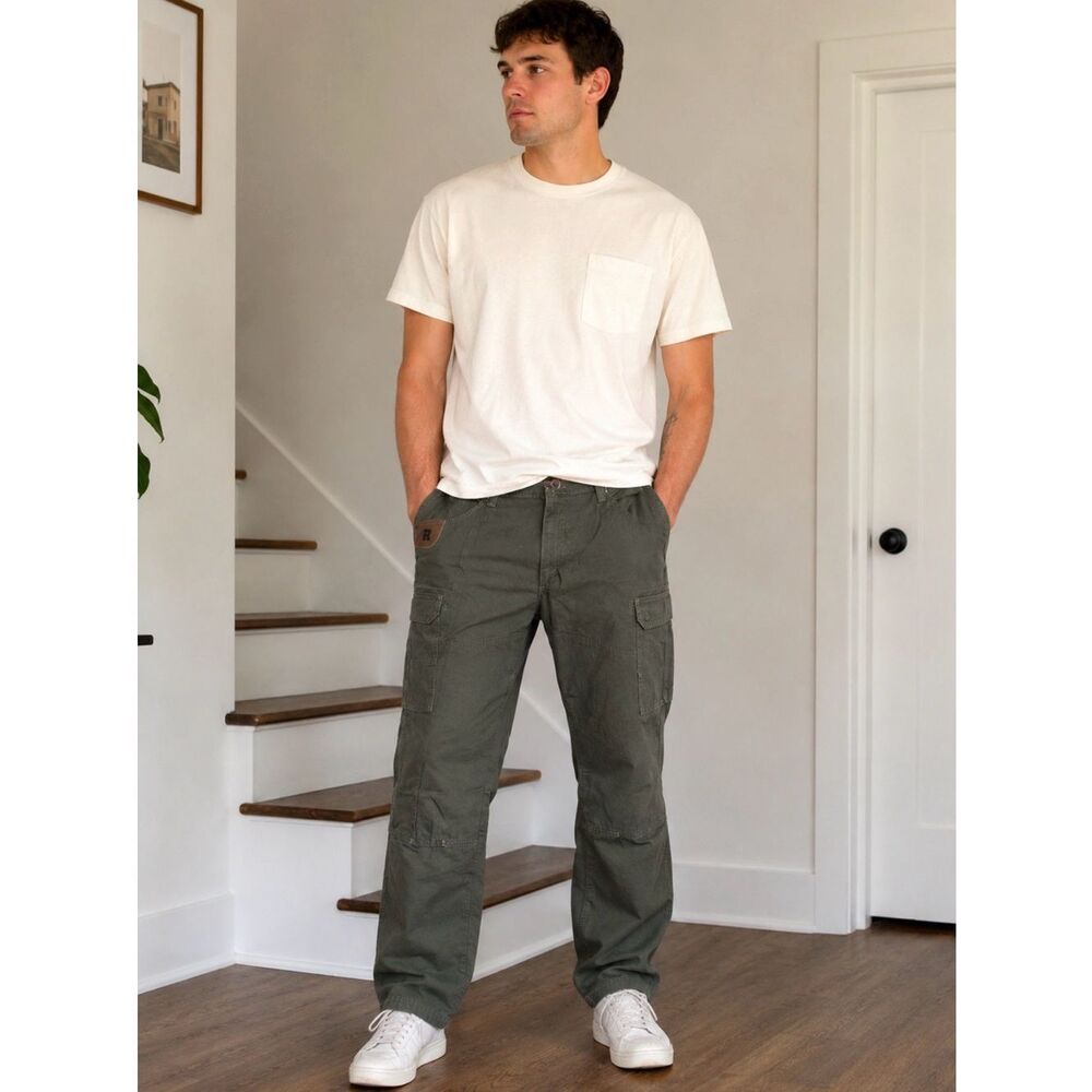Wrangler Riggs Carpenter Pants Mens 42 x 30 Green Cargo Ranger tactical RipStop